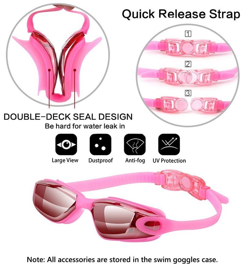 Hurdilen Swim Goggles Swimming Goggles No Leaking with Nose Clip, Earplugs, Swim Cap and Case for Men Women - Image 2
